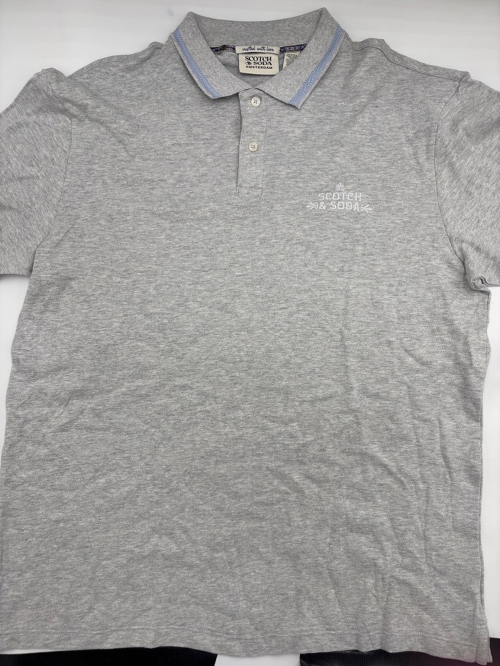 Scotch & Soda Embroidered Logo Pique Polo in Grey Heather
